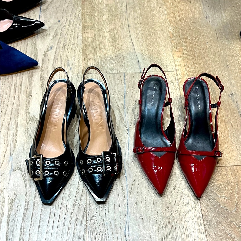 Ganni Black buckle slingback. Worn only once!